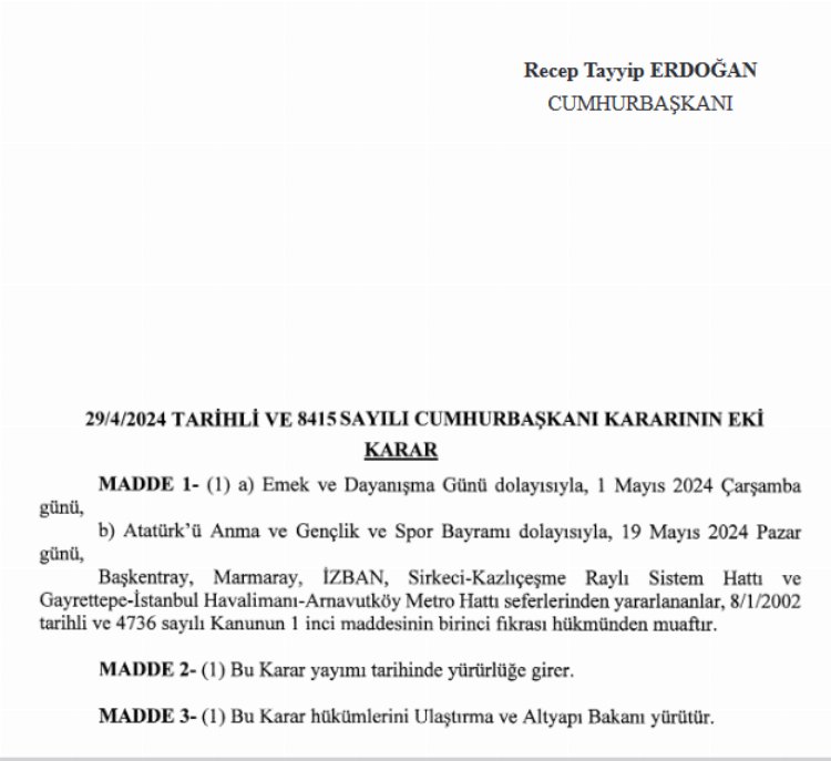 1 Mayıs ve 19 Mayıs’ta 3 büyükşehirde toplu ulaşım ücretsiz